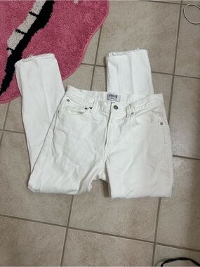 Agolde White high rise Straight Jeans with Button Fly